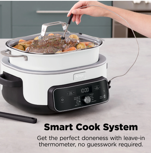Ninja 17-in-1 PossibleCooker PRO 8.5 Qt Multi-Cooker, Slow Cook, Bake, Sear, with Smart Cook System, Oven Safe Pot to 500°F, MC2052CO White