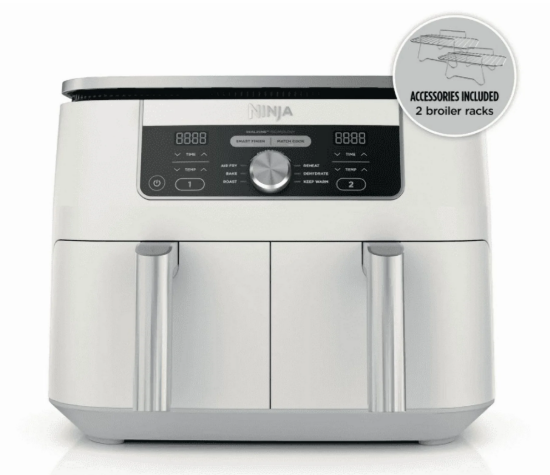Ninja Foodi 6-in-1, 8 Quart 2-Basket Air Fryer with DualZone Technology -White