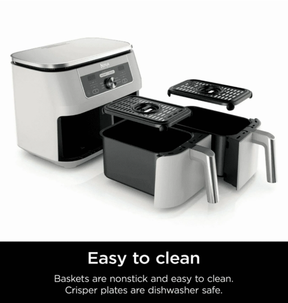 Ninja Foodi 6-in-1, 8 Quart 2-Basket Air Fryer with DualZone Technology -White