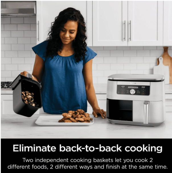 Ninja Foodi 6-in-1, 8 Quart 2-Basket Air Fryer with DualZone Technology -White