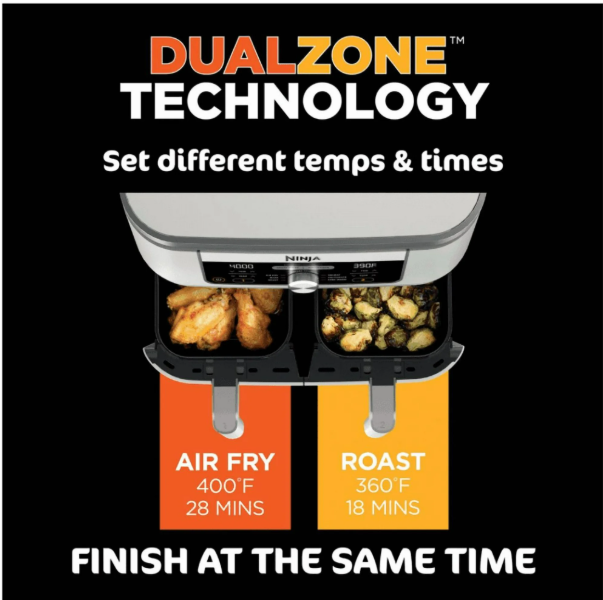 Ninja Foodi 6-in-1, 8 Quart 2-Basket Air Fryer with DualZone Technology -White