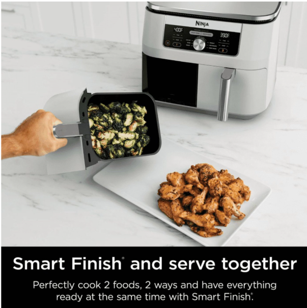 Ninja Foodi 6-in-1, 8 Quart 2-Basket Air Fryer with DualZone Technology -White