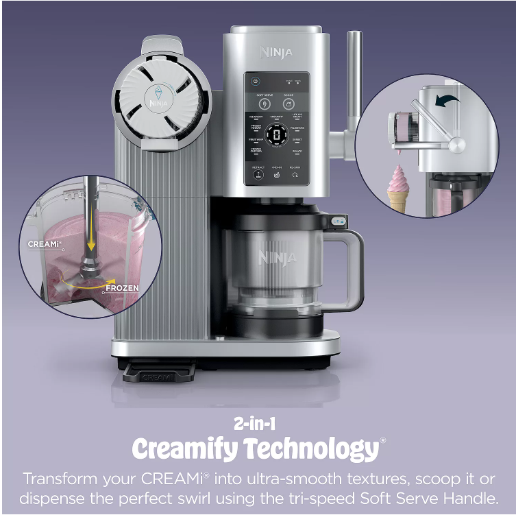 Ninja CREAMi Scoop and Swirl Ice Cream and Soft Serve Maker, 13 One-Touch Programs